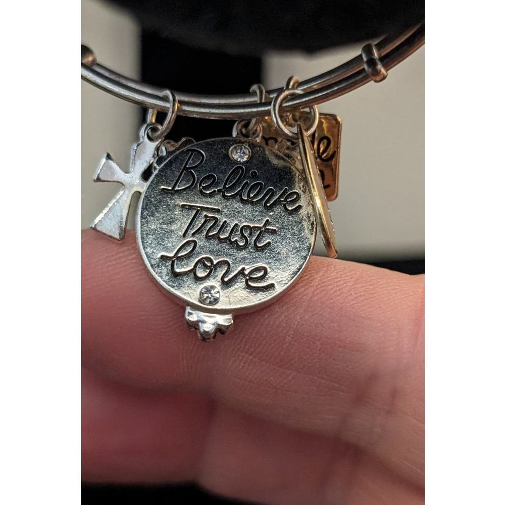 Three Silver Tone Bangle Style Bracelets - image 4